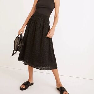 Madewell | Eyelet Pull-On Midi Skirt, XS